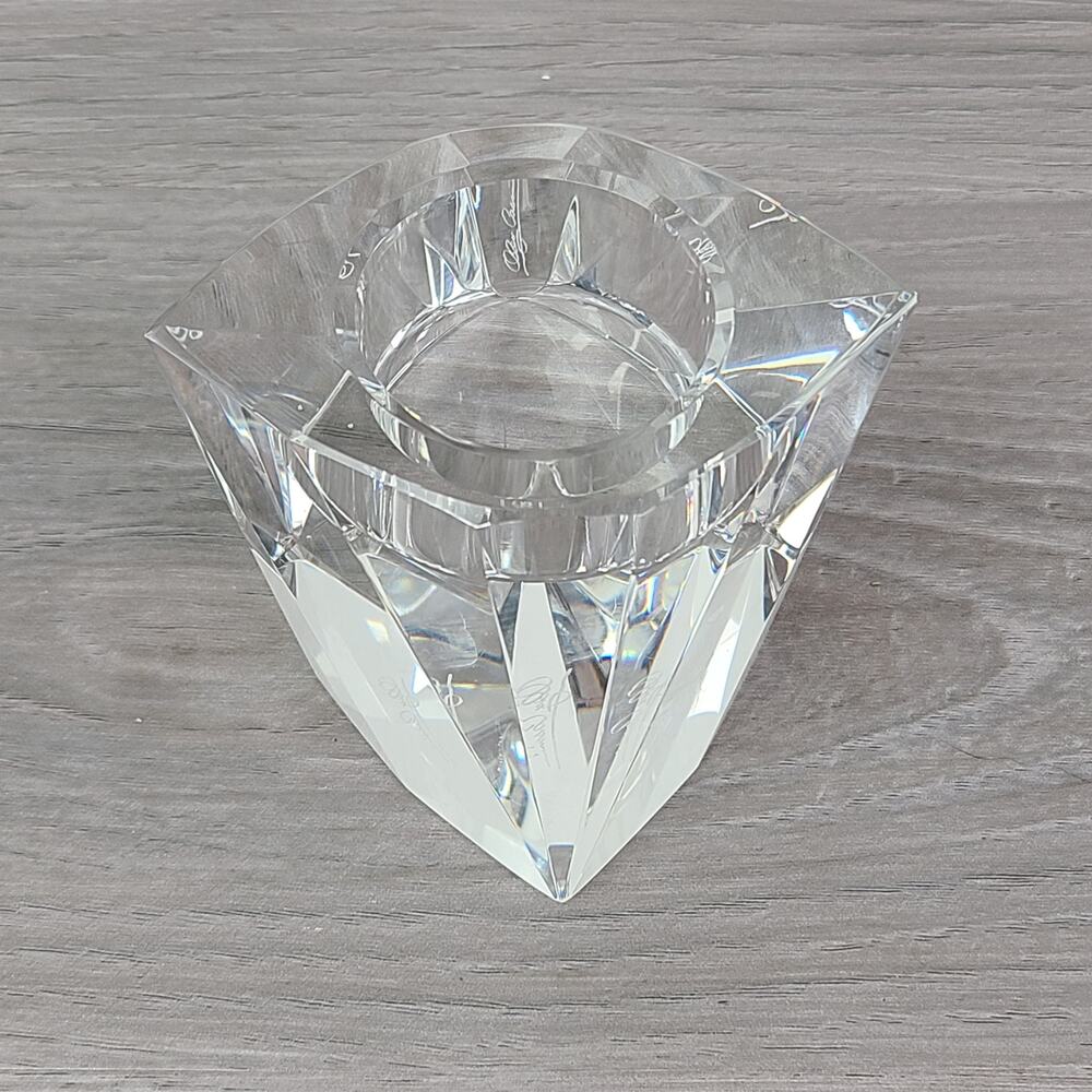 Oleg Cassini Cut Clear Crystal Faceted Oval Votive Candle Holder